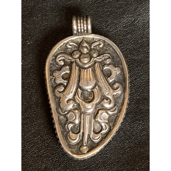 Handmade Sterling Silver and Boulder Opal Reversible Pendant Vintage - Picture 7 of 8